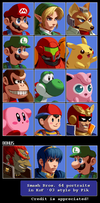 Smash 64 Portraits (KOF 2003-Style)