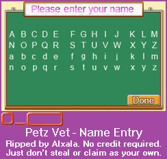 Petz Vet - Name Entry