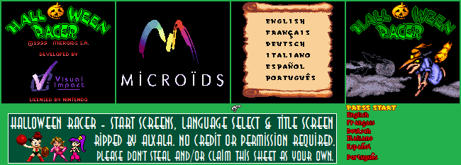 Halloween Racer - Start Screens, Language Select & Title Screen