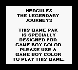 Hercules: The Legendary Journeys - Game Boy Error Message