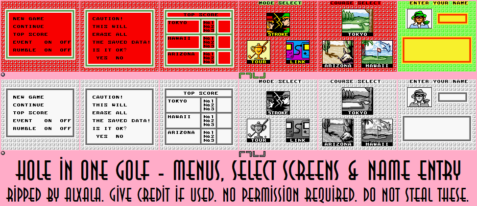 Menus, Select Screens & Name Entry