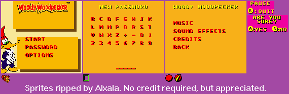 Woody Woodpecker: Escape from Buzz Buzzard Park - Menus & Pause Screens