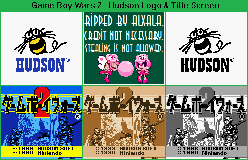Game Boy Wars 2 (JPN) - Hudson Logo & Title Screen