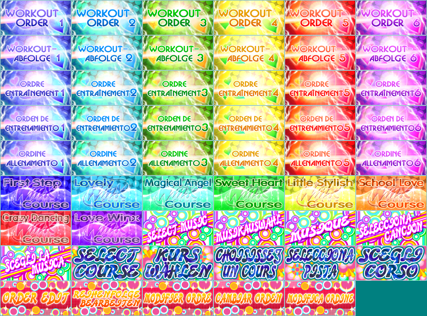 Dance Dance Revolution Winx Club - Course Cards