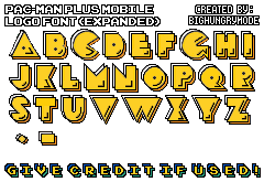 Pac-Man Customs - Pac-Man Logo Font (Plus Mobile, Expanded)