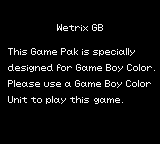 Wetrix GB - Game Boy Error Message