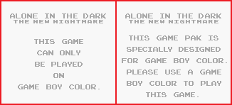 Alone in the Dark: The New Nightmare - Game Boy Error Messages