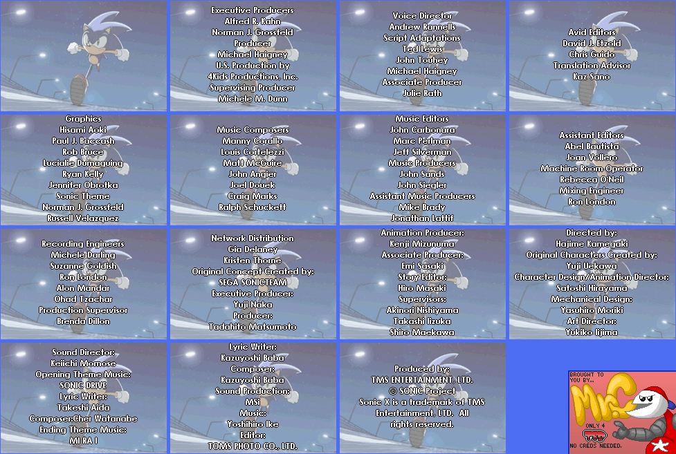 Sonic X: Volume 1 - Credits