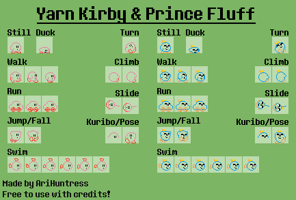 Yarn Kirby & Prince Fluff (Super Mario Maker Style)