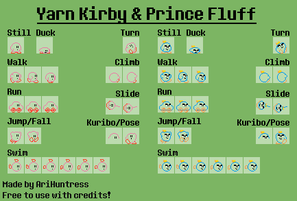 Kirby Customs - Yarn Kirby & Prince Fluff (Super Mario Maker-Style)