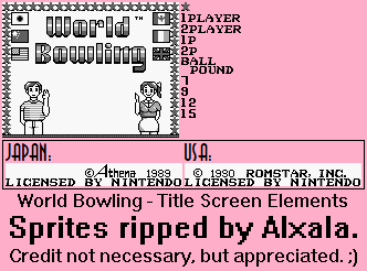 World Bowling - Title Screen Elements