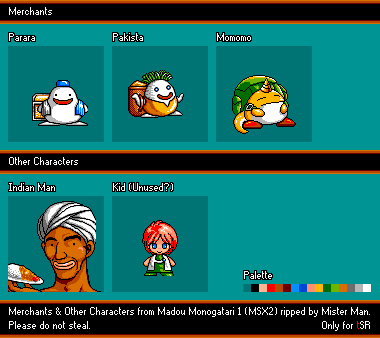 Madou Monogatari 1 - Merchants & Other Characters