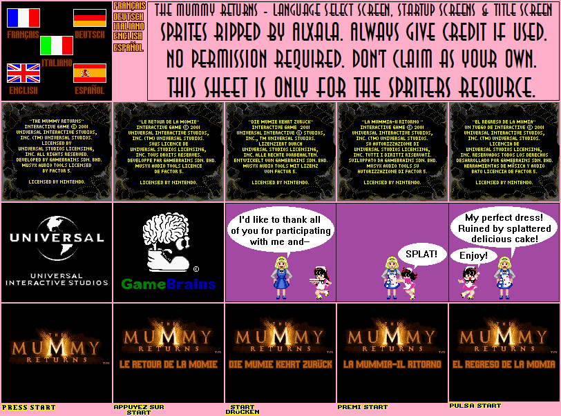 Language Select Screen, Startup Screens & Title Screen