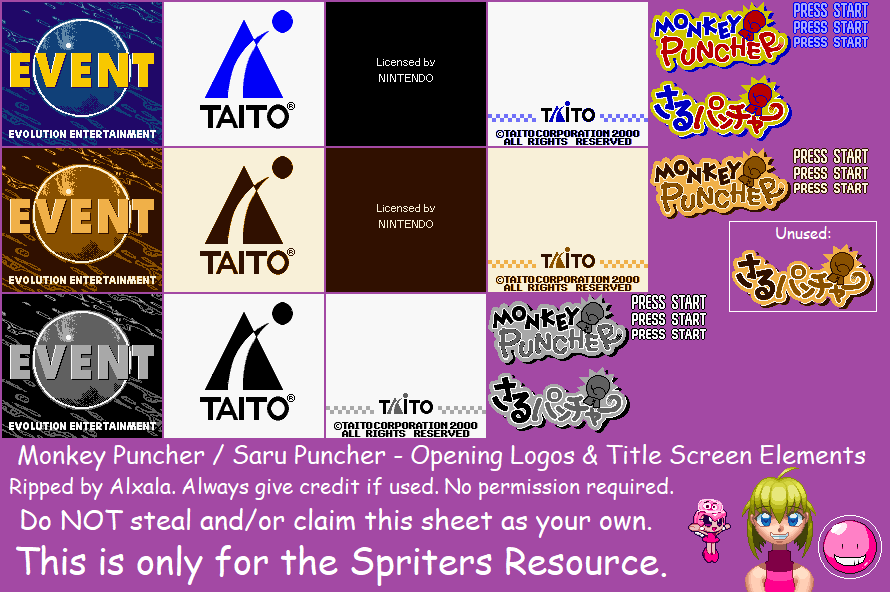 Monkey Puncher / Saru Puncher - Opening Logos & Title Screen Elements