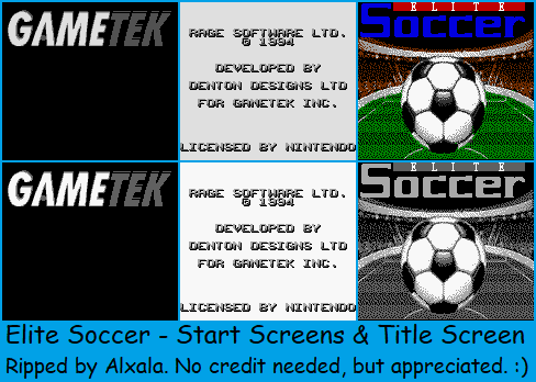 Elite Soccer - Start Screens & Title Screen