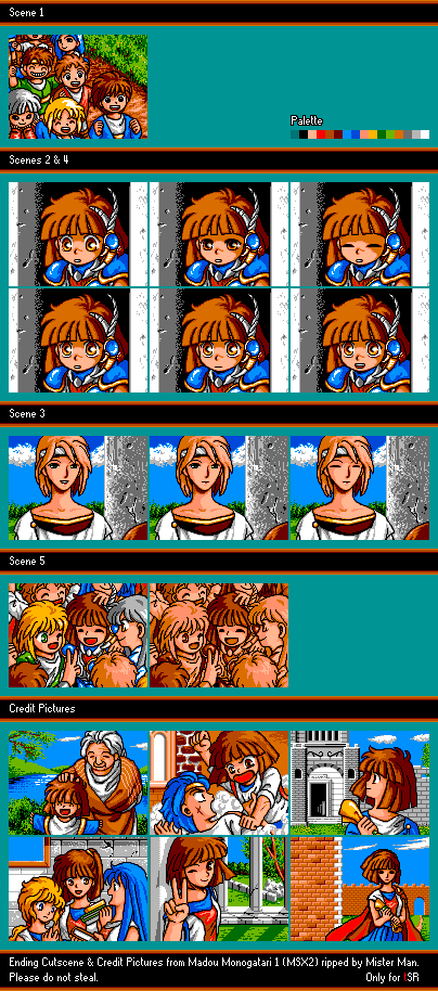 Madou Monogatari 1 (MSX2) - Ending Cutscene & Credit Pictures