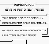 NBA In the Zone 2000 - Game Boy Error Message