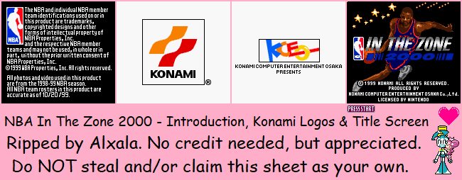 NBA In the Zone 2000 - Introduction, Konami Logos & Title Screen
