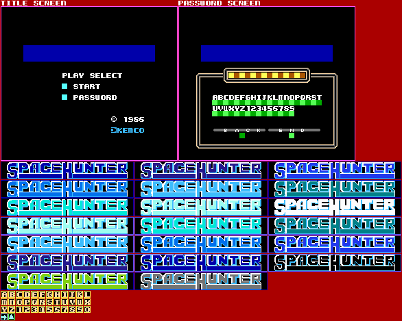 Space Hunter (JPN) - Title & Password Screens