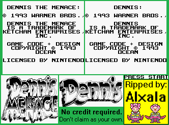 Dennis the Menace / Dennis - Introduction & Title Screen Elements