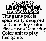 Dexter's Laboratory: Robot Rampage - Game Boy Error Message
