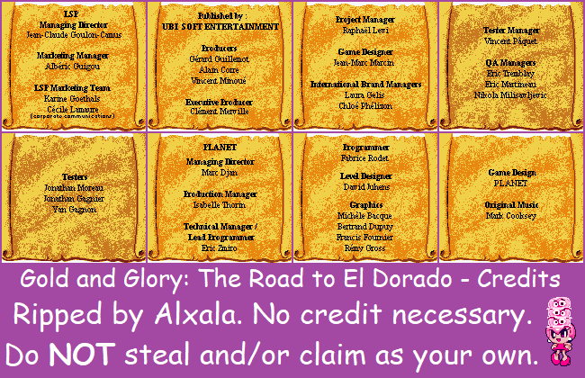 Gold and Glory: The Road to El Dorado - Credits