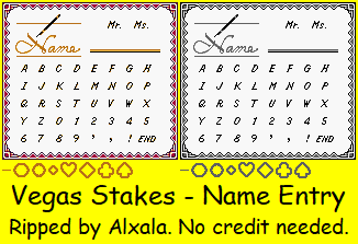 Vegas Stakes - Name Entry