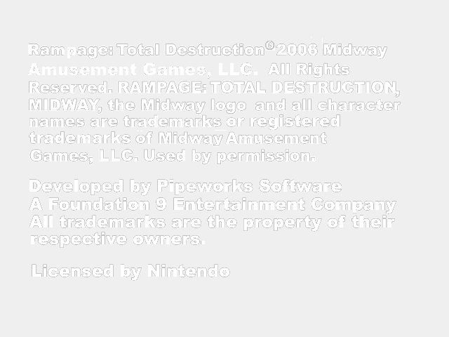 Rampage: Total Destruction - Copyright Screen