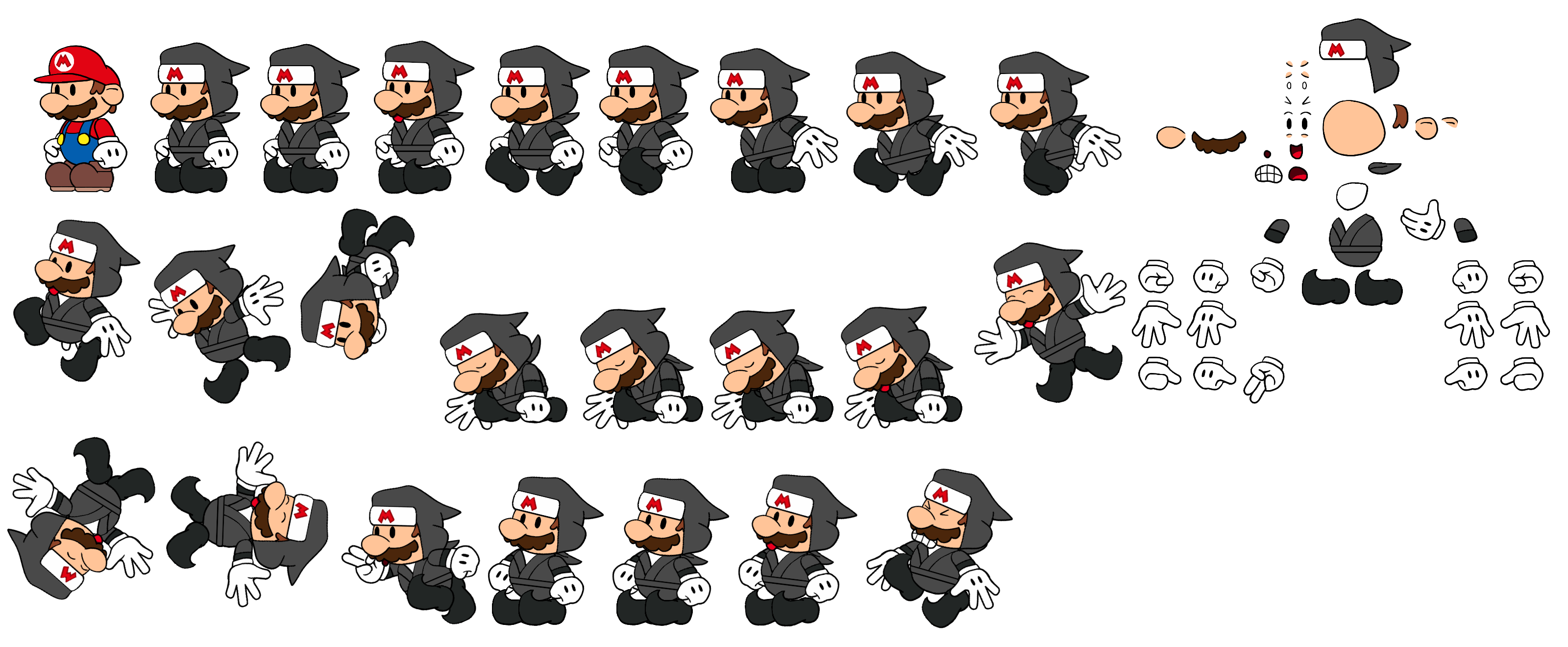 Mario (TOK Ninja Outfit) (Paper Mario-Style)
