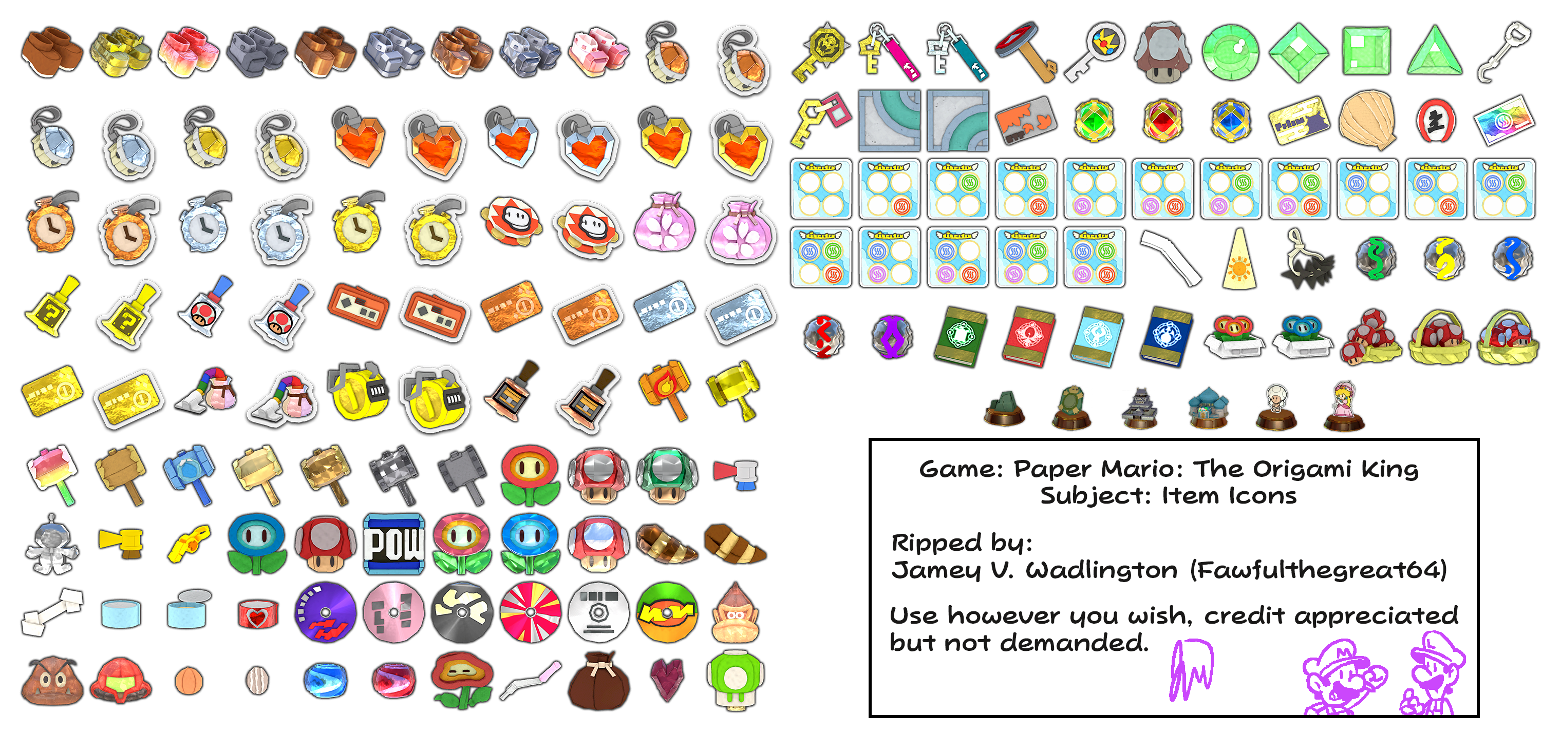 Paper Mario: The Origami King - Item Icons