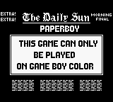 Paperboy (GBC) - Game Boy Error Message