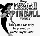 The Little Mermaid II: Pinball Frenzy - Game Boy Error Message