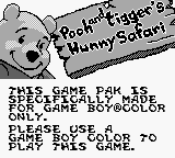 Pooh and Tigger's Hunny Safari - Game Boy Error Message