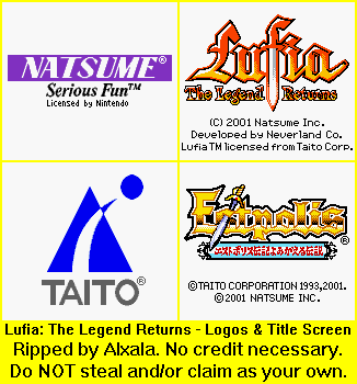 Lufia: The Legend Returns - Logos & Title Screen