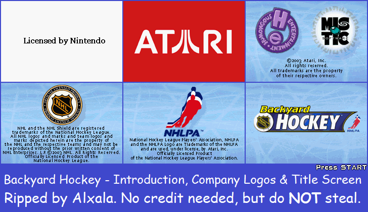 Backyard Hockey - Introduction, Company Logos & Title Screen
