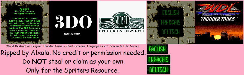 World Destruction League: Thunder Tanks - Start Screens, Language Select Screen & Title Screen