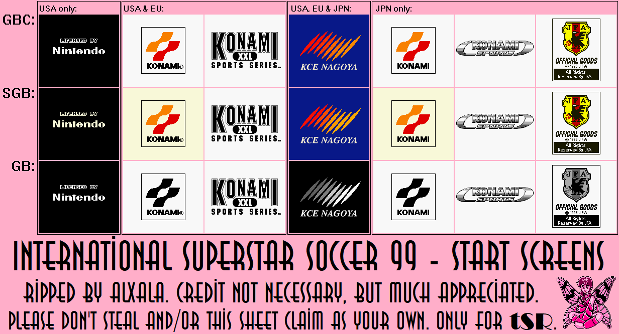 International Superstar Soccer 99 - Start Screens