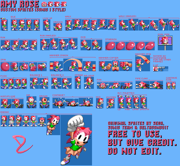 Amy Rose (Classic, Sonic 1-Style)