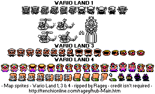Wario Land 4 - Map Characters