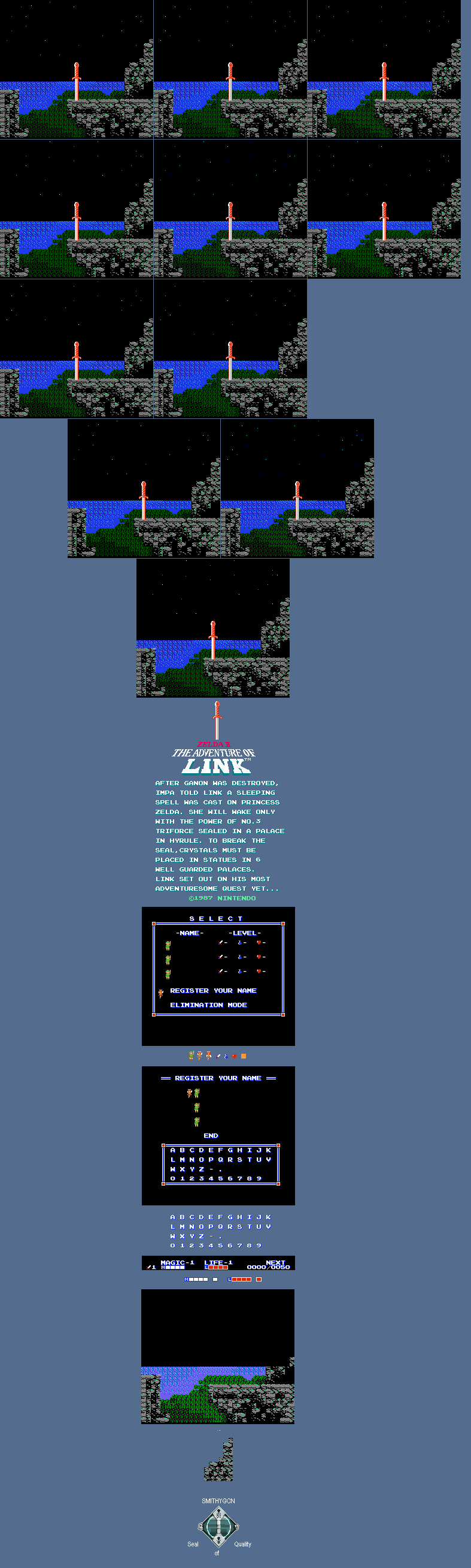 Zelda 2: The Adventure of Link - Title Screens & HUD