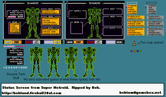 Super Metroid - Status Screen