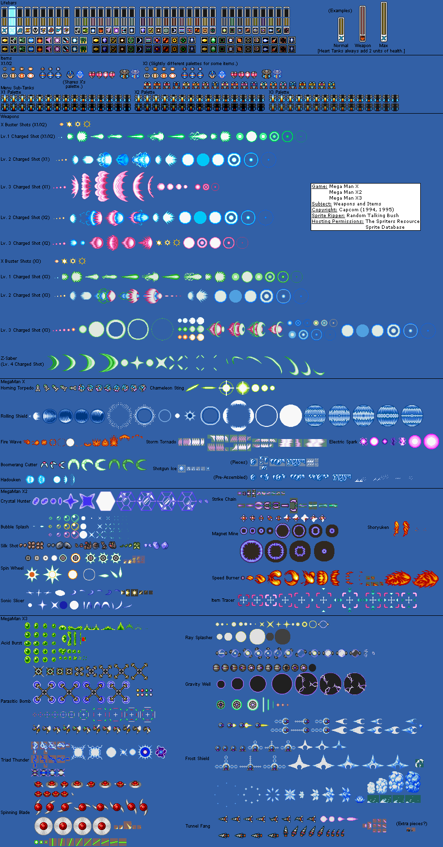 Mega Man X - Weapons and Items