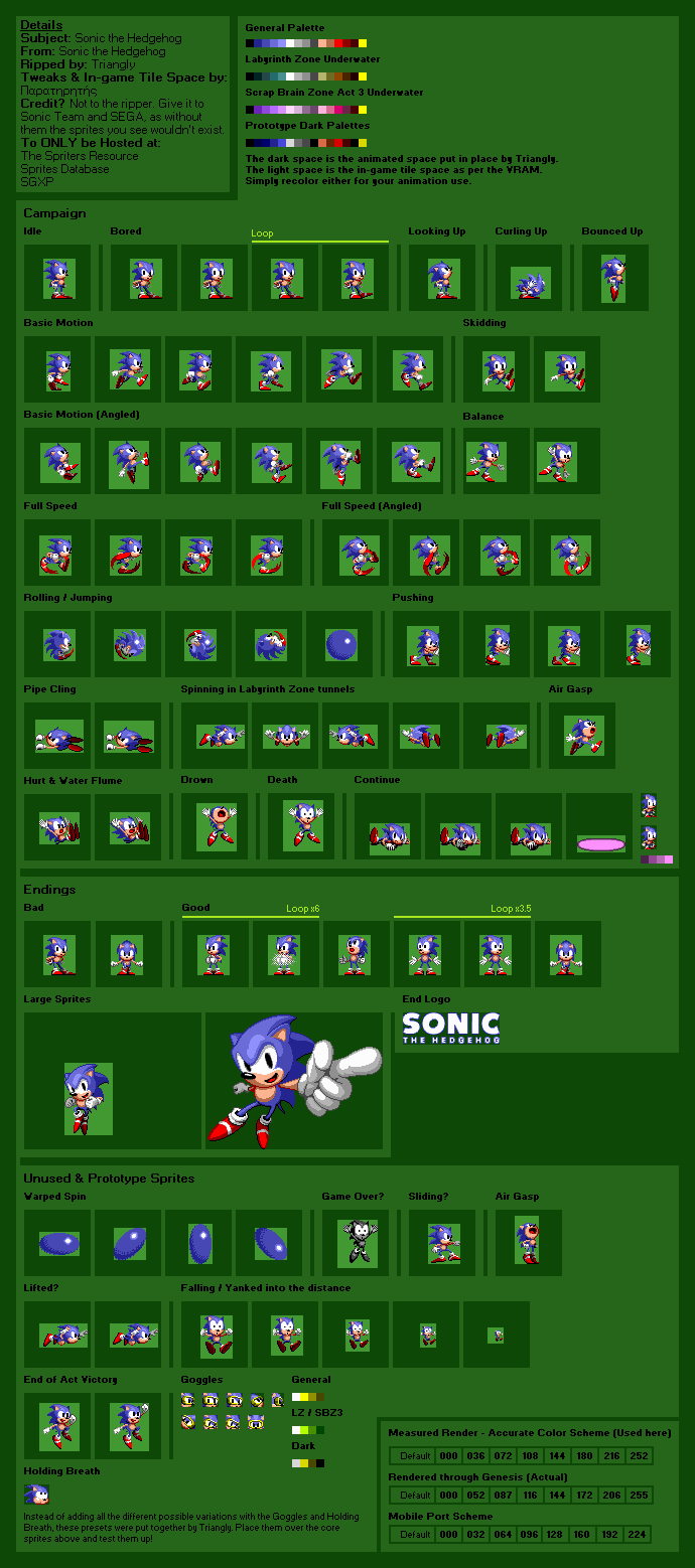 Sonic The Hedgehog 3 Sprite Sheets - Sega Genesis - Sonic Galaxy.net