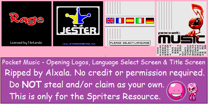 Pocket Music - Opening Logos, Language Select Screen & Title Screen