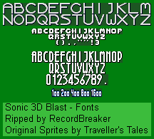 Sonic 3D Blast / Flickies' Island - Fonts