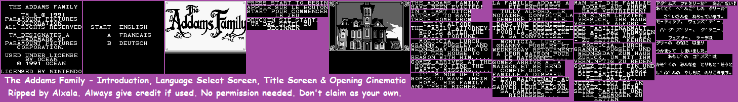 The Addams Family - Introduction, Language Select Screen, Title Screen & Opening Cinematic