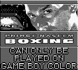 Prince Naseem Boxing - Game Boy Error Message