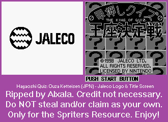 Hayaoshi Quiz: Ouza Ketteisen (JPN) - Jaleco Logo & Title Screen