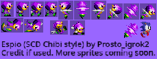Sonic the Hedgehog Customs - Espio (Classic, SCD Chibi-Style)