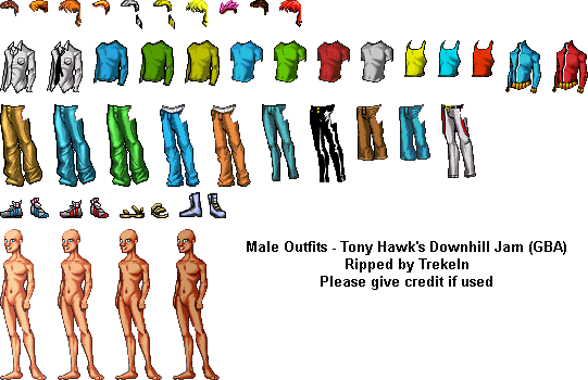 Tony Hawk's Downhill Jam - Male Outfits